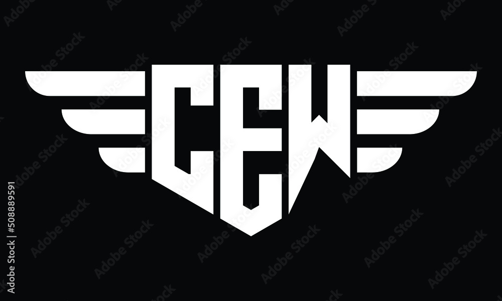 CEW three letter logo, creative wings shape logo design vector template ...