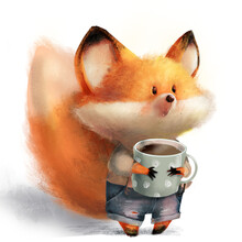 Fox And Coffee Cup