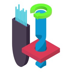 Poster - Professional equipment icon isometric vector. Welding rods and drilling process. Industrial equipment, repair and construction work