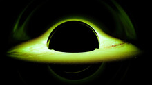 Black Hole And A Disk Of Glowing Plasma. Supermassive Singularity In Outer Space, End Of The Evolution Of Supermassive Stars