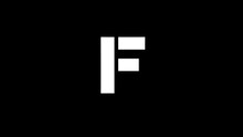 White Picture Of F On A Black Background. American Alphabet. English Language For Writing. Distortion Liquid Style Transition Icon For Your Project. 4K Video Animation For Motion Graphics And