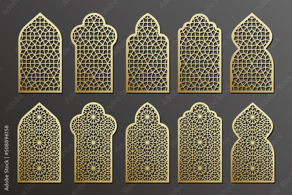 Arabian window with traditional ornament, grating laser cut templates ...