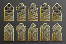 Arabian Window With Traditional Ornament, Grating Laser Cut Templates Set.