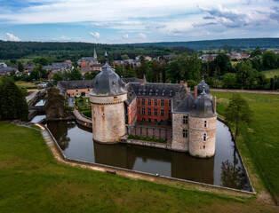 Sticker - aerial view of the historic castle of Lavaux-Sainte-Anne in southern Belgium