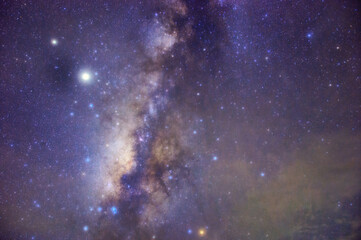Wall Mural - milky way galaxy with stars and space dust in the universe, long speed exposure, night landscape wit