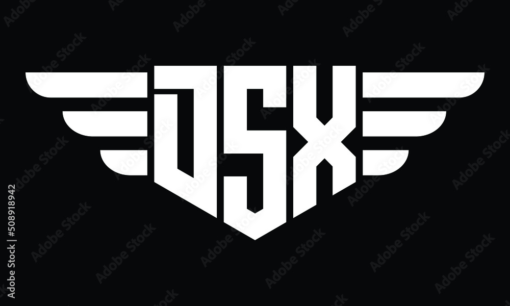 Dsx Monogram DSX three letter logo, creative wings shape logo design vector template ...