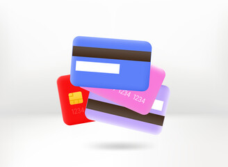 Poster - Business cards falling down. 3d vector concept