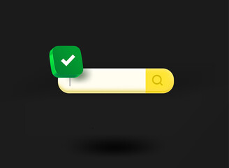 Aufkleber - Website search with checkmark icon. 3d vector illustration