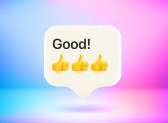 Aufkleber - Good message concept. Chat bubble with cute emojis. Vector 3d illustration