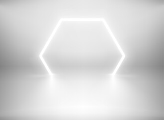 Aufkleber - White interior with neon illumination. 3d vector showcase template