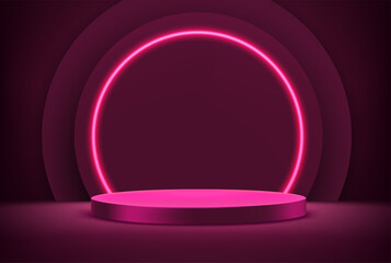 Poster - Illuminated stage with vivid neon lighting