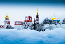 Novodevichy Convent In Winter Day. Moscow. Russia