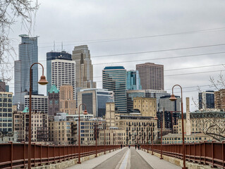 Sticker - city of minneapolis city downton skyline on cloudy day