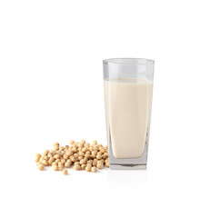 Wall Mural - Soybeans or soya bean and Soy milk isolated on white background.