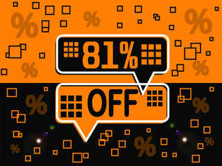 81% special offer. Banner com super desconto 81% in black and orange.