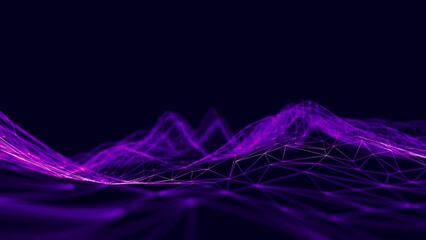 Fototapete - wave abstract purple wave animation. seamless loop 4k. purple technology background.