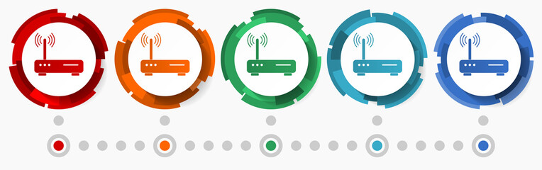 Poster - Wifi, router concept vector icon set, flat design pointers, infographic template