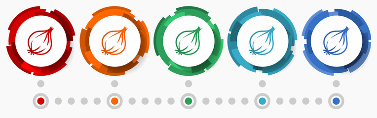 Leinwandbilder - Fresh onion, vegetable concept vector icon set, flat design pointers, infographic template
