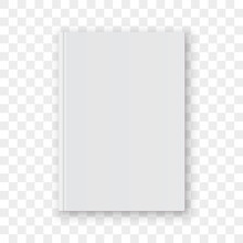 Book Cover Blank White Vertical Design Template. Vector Empty Book Cover Model Mockup Isolated On Transparent Background