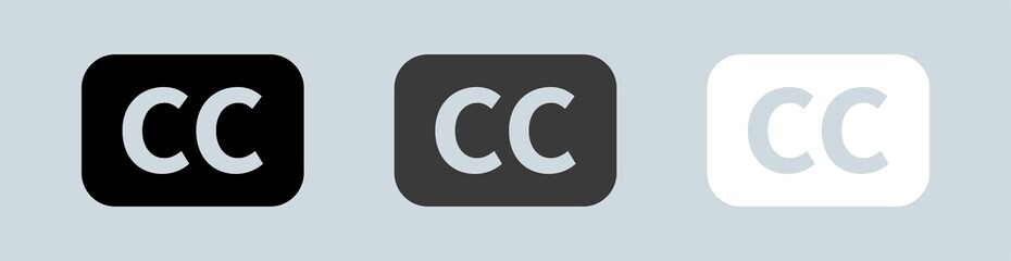 Poster - Closed captioning solid icon in black and white colors. Simple icon collection.