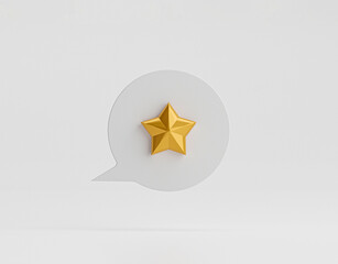 Poster - Isolate of golden star on bubble message for customer evaluation concept by 3d render illustration.