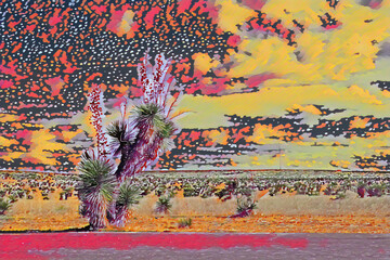 Wall Mural - Very tall Tall Soaptree Yucca plant growing next to the road in New Mexico.  