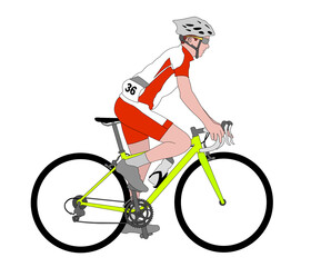 Poster - race bicyclist detailed color illustration - vector