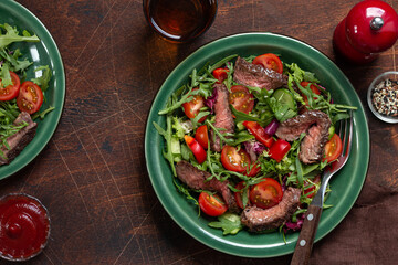 Wall Mural - beef steak and  vegetable salad