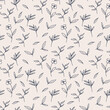 © Dava - Doodle floral vector pattern set. Seamless backgrounds with hand drawn flowers, leaves, branches and dots. Graphic monochrome design.