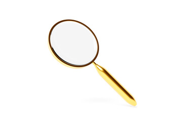 Fototapete - 3d illustration close-up gold magnifying loupe for  search . Internet search concept