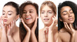 © Pixel-Shot - Set of different young women on white background. Cosmetology concept