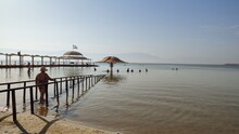 Pier On The Beach Of Dead Sea Israel 