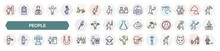 Set Of People Icons In Outline Style. Thin Line Icons Such As Knocking, Worker Loading, Smoking Man, Lance, Slap, Man Playing A Flute, Boy Angel Head, Pregnant Priority, Man Jumping Icon.