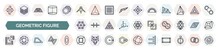 Set Of Geometric Figure Icons In Outline Style. Thin Line Icons Such As Reflection, Edit Corner, Semicircle, Star Of Six Points, Exclude, Segment, Trapezium, Constraint, Right Alignment