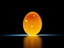 An Egg, The Egg Is Lit, With Black Background, Eggshell With Small Cracks