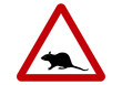 Peligro ratas. Señal de peligro con la silueta negra de una rata