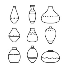 Vector Set Of Decorative Pots