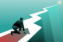 Vector Illustration Of Businessman Get Ready On Starting To Goal Of Business In Starting Position Ready To Sprint Run
