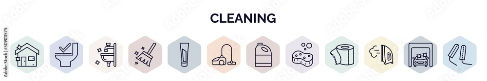 Cleanpn set of cleaning web icons in outline style. thin line icons such as ...