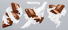 Milk And Chocolate, 3d Realistic Vector Icon