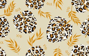 Seamless abstract leaves pattern. Vector Illustration.