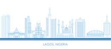 Outline Skyline Panorama Of City Of Lagos, Nigeria - Vector Illustration