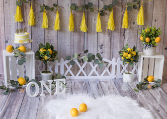 Lemon background for birthday party 