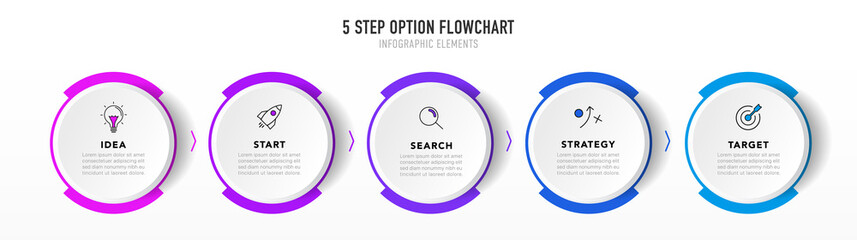 Poster - Timeline infographic design with 5 options or steps. Infographics for business concept. Can be used for presentations workflow layout, banner, process, diagram, flow chart, info graph, annual report.