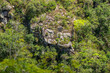 Rocky mountain with vegetation in Chapada Diamantina in the interior of Bahia state, Brazil