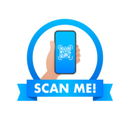 Poster - QR code for smartphone. Inscription scan me with smartphone icon. Qr code for payment. Vector illustration.