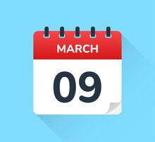 March 09 - Calendar Date Icon Vector Illustration