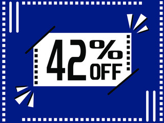 42% Off. Special offer marketing. 42% discount special sale conceptual. 42% Blue banner design.