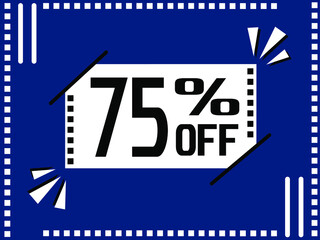 75% Off. Special offer marketing. 75% discount special sale conceptual. 75% Blue banner design.