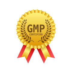 Poster - GMP Good Manufacturing Practice certified round stamp. Vector background. Vector logo.